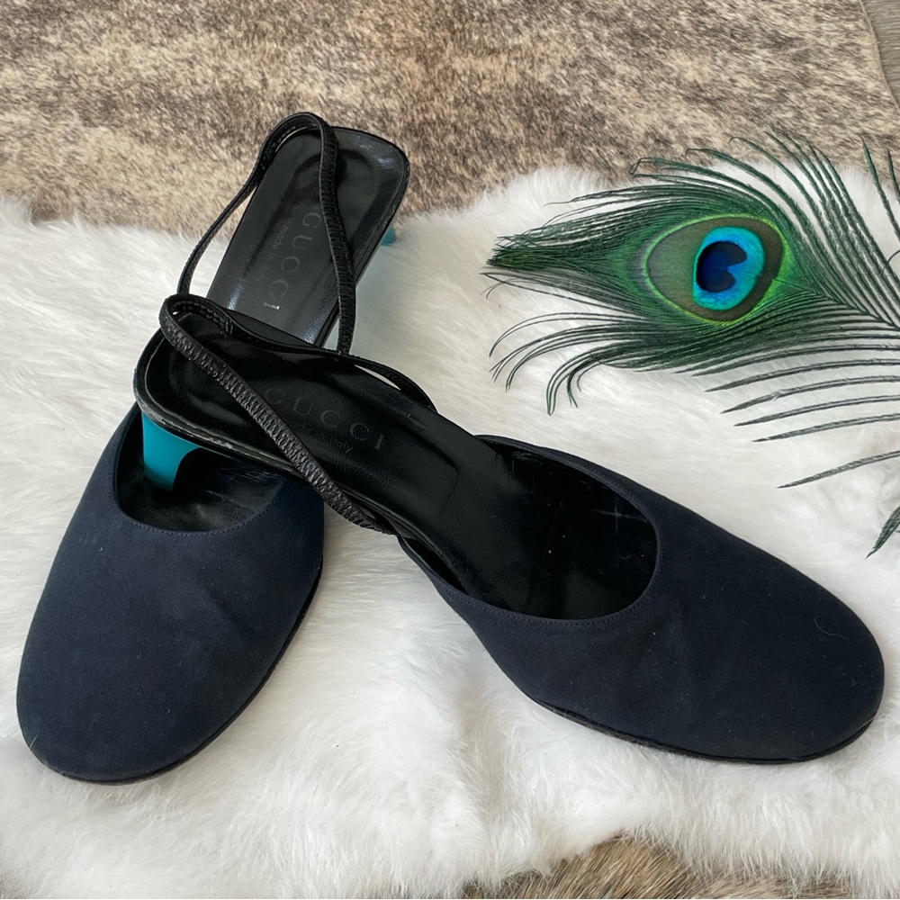 Gucci by Tom Ford Women's Black Mules with Blue Heel SZ 7 with original box
